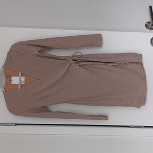 H&M glitter wrap dress taupe S
